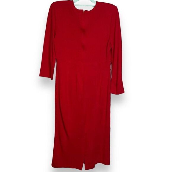 Cynthia Howie Maggy Boutique Midi Maxi Dress Womens 12 Red Vintage Modest Casual - Picture 2 of 10